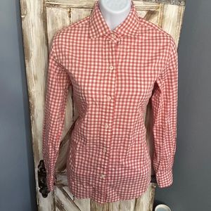 Faconnable 💯-% cotton XS checkered white and pink Long sleeve